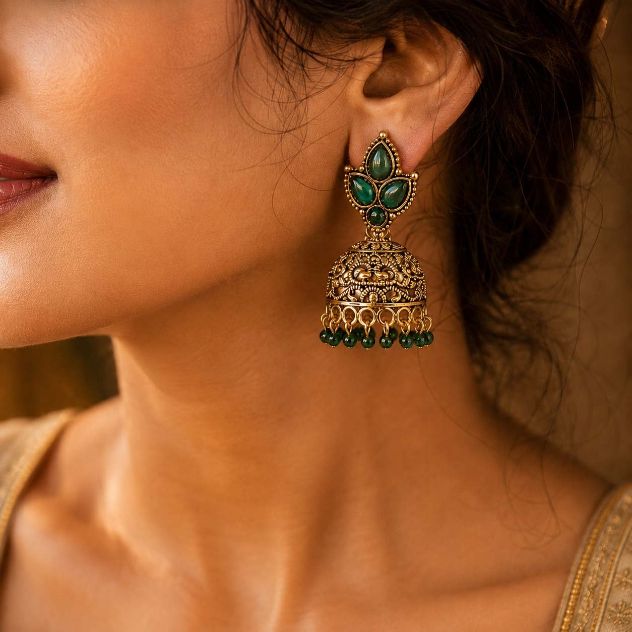 Temple Jhumka Earrings
