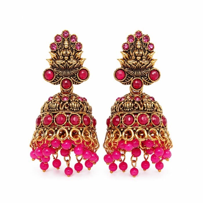 Lakshmi Pink Stone Jhumka